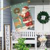 Christmas Garden Flag - 1pc, Santa Claus & Reindeer with Wreath Design, Double-Sided Polyester Outdoor Flag, Decorative Seasonal Yard and Lawn Banner