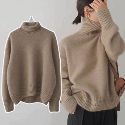 Women's Cotton Thick Loose Winter Clothes Ladies Turtleneck Sweater Pullovers Sweatshirts Tops Blouse Jumper For Women