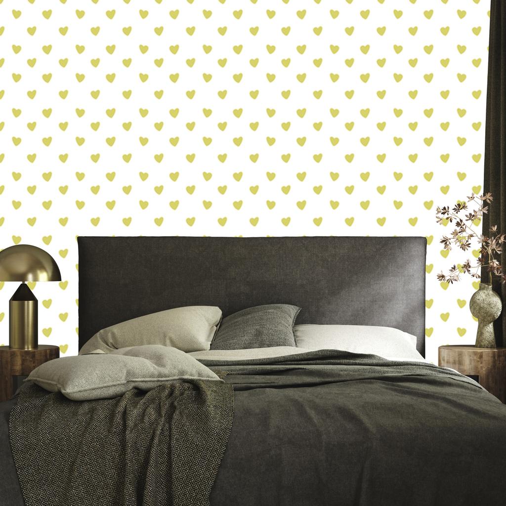 Heart Wallpaper White, Cream and Yellow 50x1000