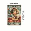 Vintage Christmas Tin Sign Girl Loves Christmas Wall Decor Metal Art 8x12 Inch Gift