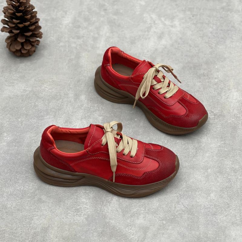 New Style of Casual Sports Lace-up Women's Shoes with Elastic and Soft Upper