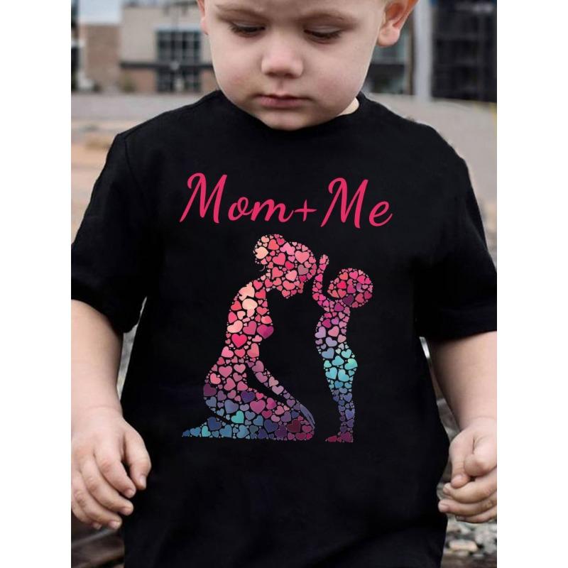 

European sizes Summer Boys Fashion Short Sleeve Mom+Me Letter Print Casual Outdoor Top 164cm чорний