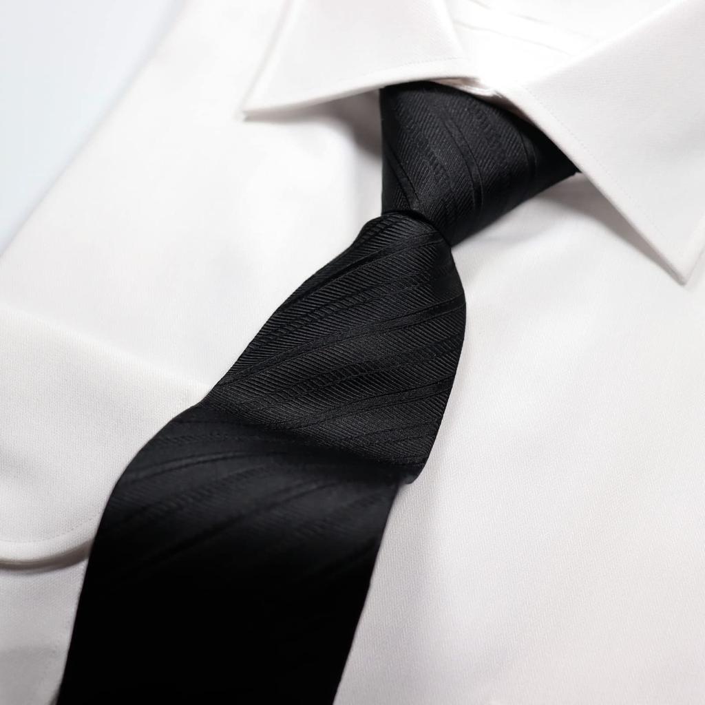 [Michiko London] KOSHINO Black Tie, Formal, Black, Ceremonial, Funeral, Memorial Service, Brand, Satin Weave, Plain, Slim Tie, 7cm, Silk Blend,