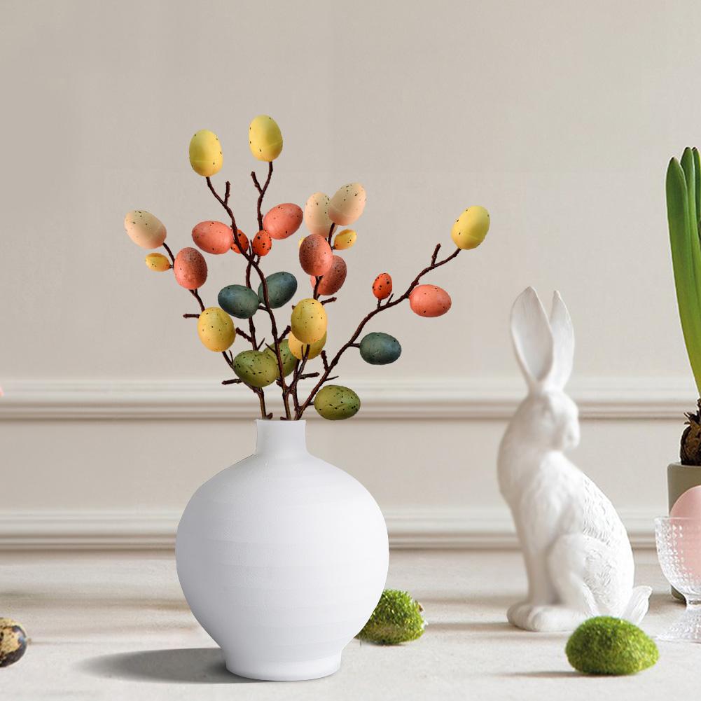2PCS Easter Egg Tree Branch Artificial Easter Egg Twig Colorful Easter Egg Stem Easter Decoration Festival Party Home Vase Decor