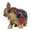 New Maharaja Elephant Gemstone Brass Showpiece - 4 Inches