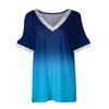 Women's Summer Loose T-shirt Gradient Color Printed Casual V-neck Sequin Short-sleeved Top