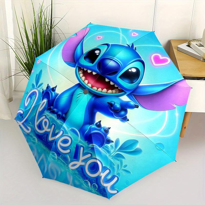 

Stitch,Love Automatic Folding Umbrella Simple 8 Rib Design, Bright Cartoon Pattern, Durable Iron Frame, Suitable For Travel, Outdoor, Beac