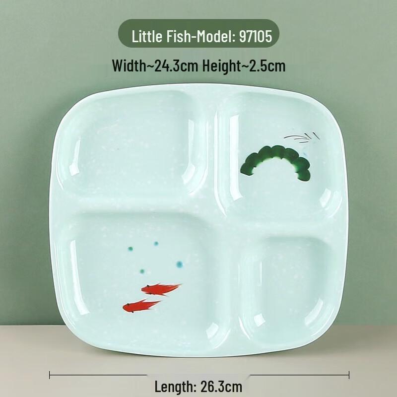 Melamine Four-Compartment Dinner Plate - Koi Design