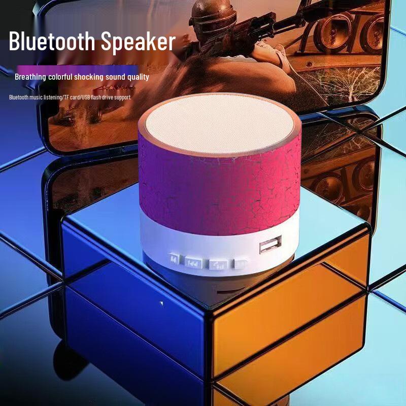 Mini Bluetooth LED Crack Speaker: Portable Square Subwoofer with Card Slot & Long Battery Life.