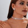 Elegant Rhinestone-Inlaid Square Clavicle Necklace Set - Luxurious, Fashionable, and Unique for Women