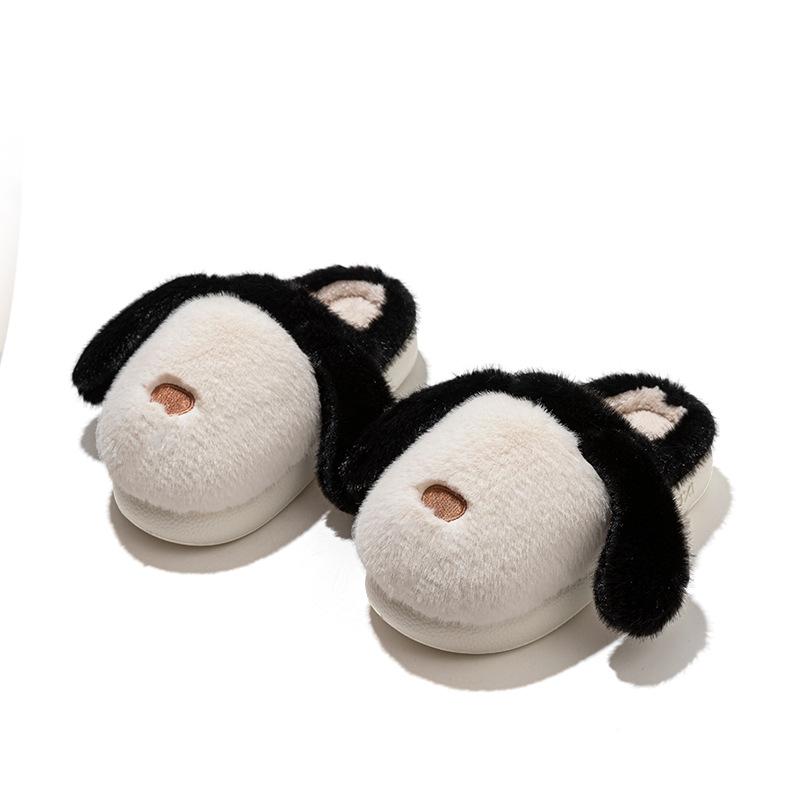 

Простые тапочки милые мультяшные хлопковые тапочки зимние новые домашние комнатные толстая подошва теплые парные пушистые тапочки 39-40 чёрный