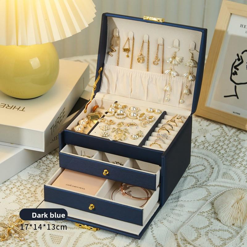 Boîte de Rangement à Bijoux, Haut de Gamme Exquis Multicouche Grande Capacité Boucles d'Oreilles Puces, Boucles d'Oreilles, Bracelets, Bagues, Bijoux.