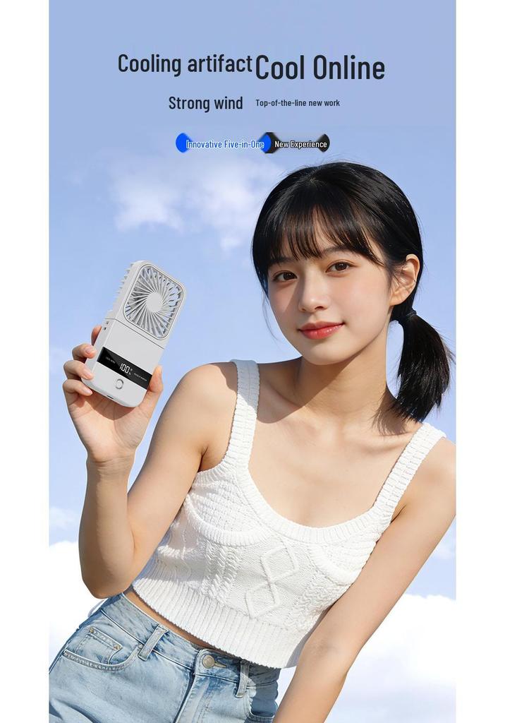Portable Dual-Use Mini Folding Fan: USB Rechargeable, Handheld, Desktop, Neck Hanging, Travel & Office