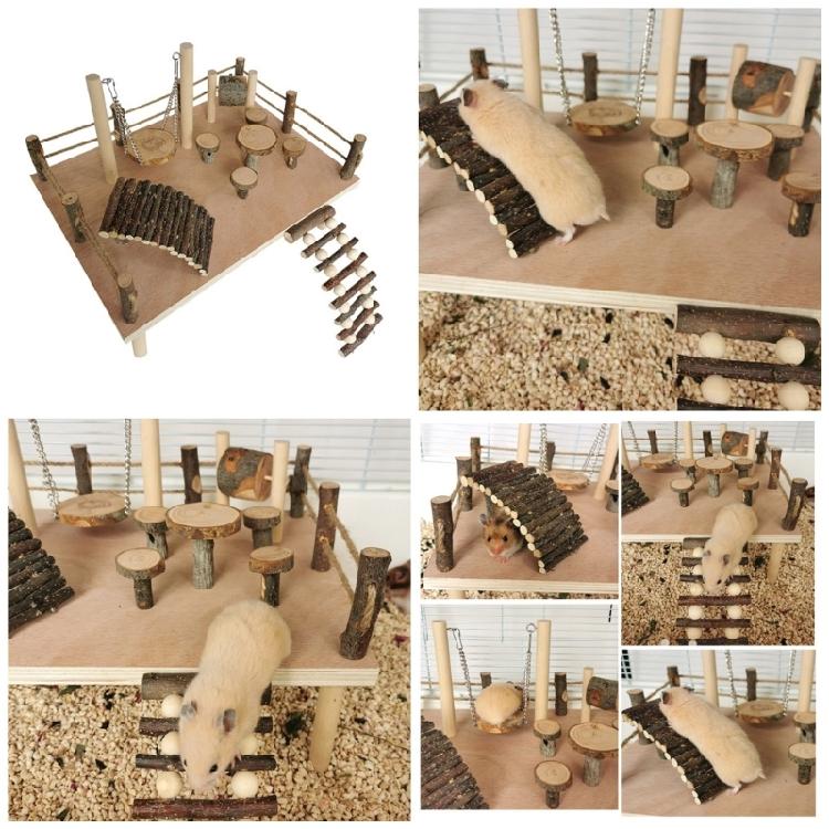 Wood Stackable Hamster Toy Combo Offering Versatility Exploration Possibilities