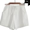 Damen-Shorts aus Baumwoll-Leinen-Mischgewebe mit weitem Bein: Trendige, lässige Bermudas für Frühling/Sommer – für Sport oder Zuhause.