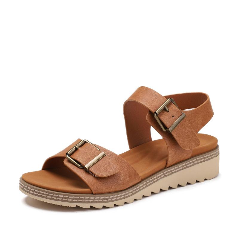 One word with fashion sandals women's summer new South East Asia slope heel fairy wind wear fashion Roman shoes woman