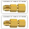 6 Pieces 6015 R134A Brass Refrigerant Tank Adapter to 1/2 Inch Male | R12 Fitting Adapter 1/2 Female to 1/4 Male Flare Adaptor Valve Core and 6014