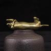 1 Pcs Tabletop Decoration Vintage Brass Animal Figurines Crafts Accessories Solid Brass Loyal Dogs Decorative Objects Gifts