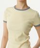 MUSINSA STANDARD WOMAN Women'S Slim Crew Neck Ringer T-Shirt [Lemon/Grey]