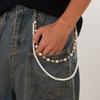 Trendy Pearl Rhinestone Sun Flower Jeans Chain Keychain Men Women Trousers Hipster Pant Chain Hiphop Y2K Jewelry