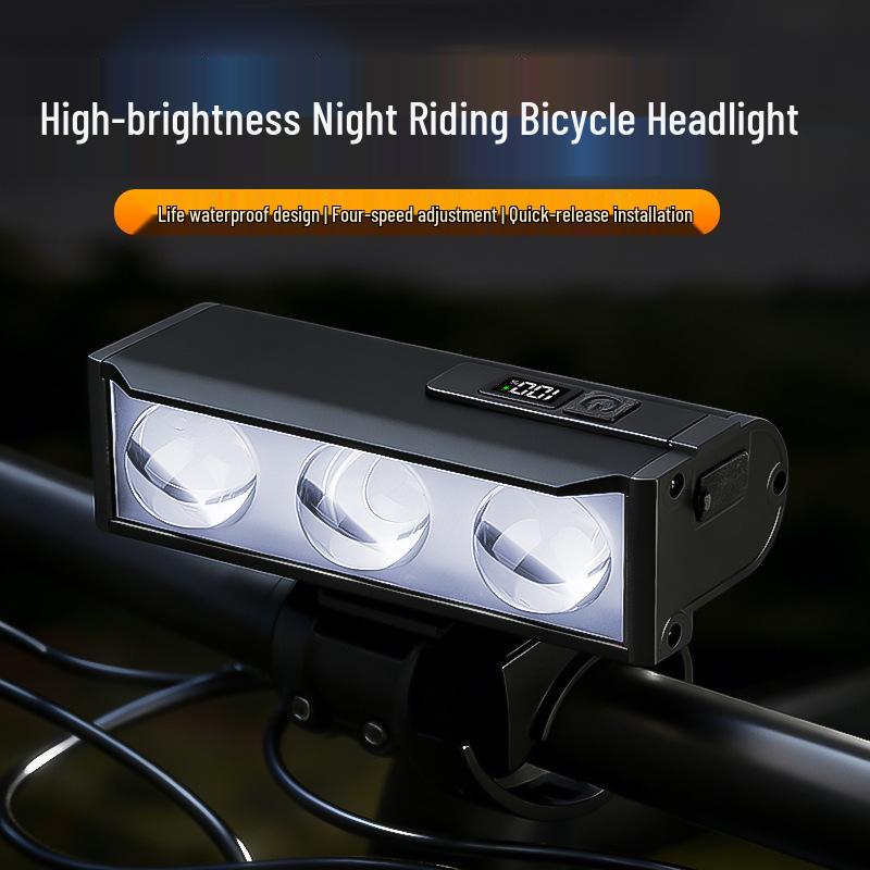 Super Bright Rechargeable Aluminum Bike Front Light with Power Display