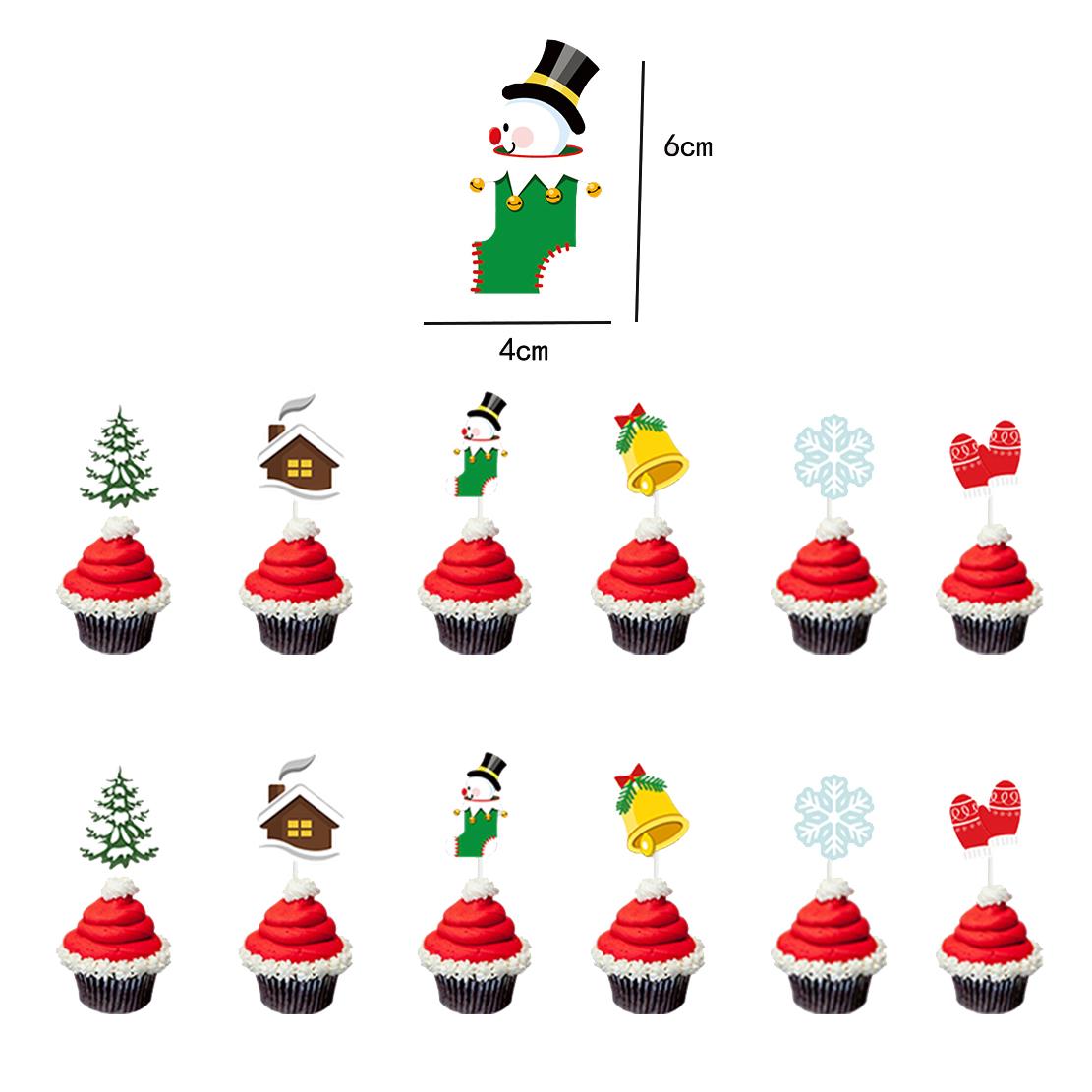 

Веселые рождественские украшения для торта Санта-Клаус, снеговик, олень, лось, рождественские украшения для кексов, флажки для торта для рождественской вечеринки, выпечка, десерт, декор
