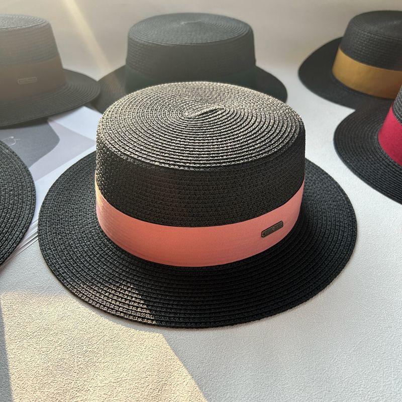 New Hat Women's Spring and Summer Flat Top Top Hat Adjustable French British Sunshade Sunscreen Travel Versatile Seaside