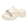 New rhinestone muffin versatile small thick-bottomed cool slippers women wear summer one-word beach slippers