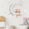 Cartoon Bear Wall Sticker Moon Clouds Stars Animals Paster Kids Rooms Baby Boys Girls Home Bedroom Decor Nursery Wallpaper Decor