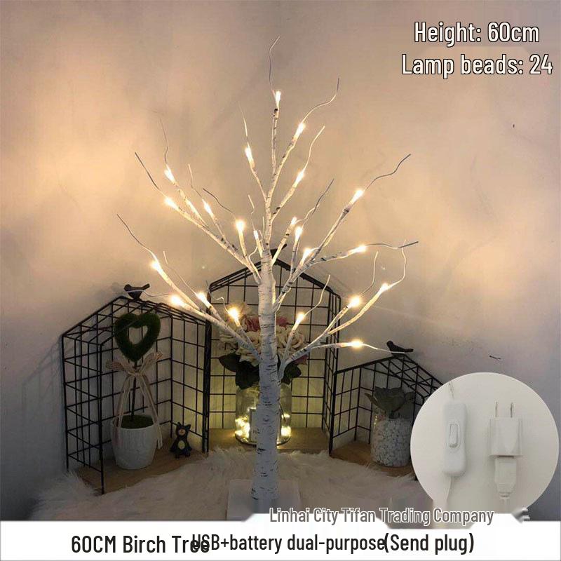 Cross-Border LED Christmas Lights - Luminous White Birch Branches for Home Decor