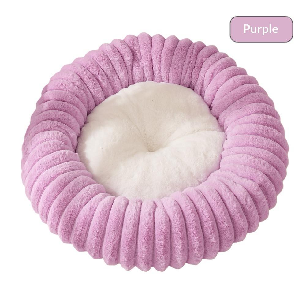 

New Round Dog Bed Cat Bed - Winter Warm Plush Pet Cushion Soft Comfortable Washable Pet House for Small Medium Pets 40CM