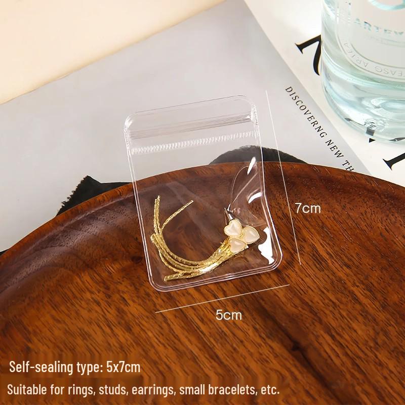 Self-Sealing Transparent PVC Jewelry Storage Bag for Earrings and Bracelets