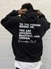 Positiver Heilungs-Slogan Brief Herren Hip Hop Sport Hoodie, Inspirierende Worte in doppelter Schriftart auf dem Rückenmuster, Weiches lockeres Alltags-Sweatshirt
