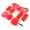 Sexy Lace Erotic Lingerie Set: Pearl Thong, Hand/Foot Cuffs, Feather Pasties & Bra