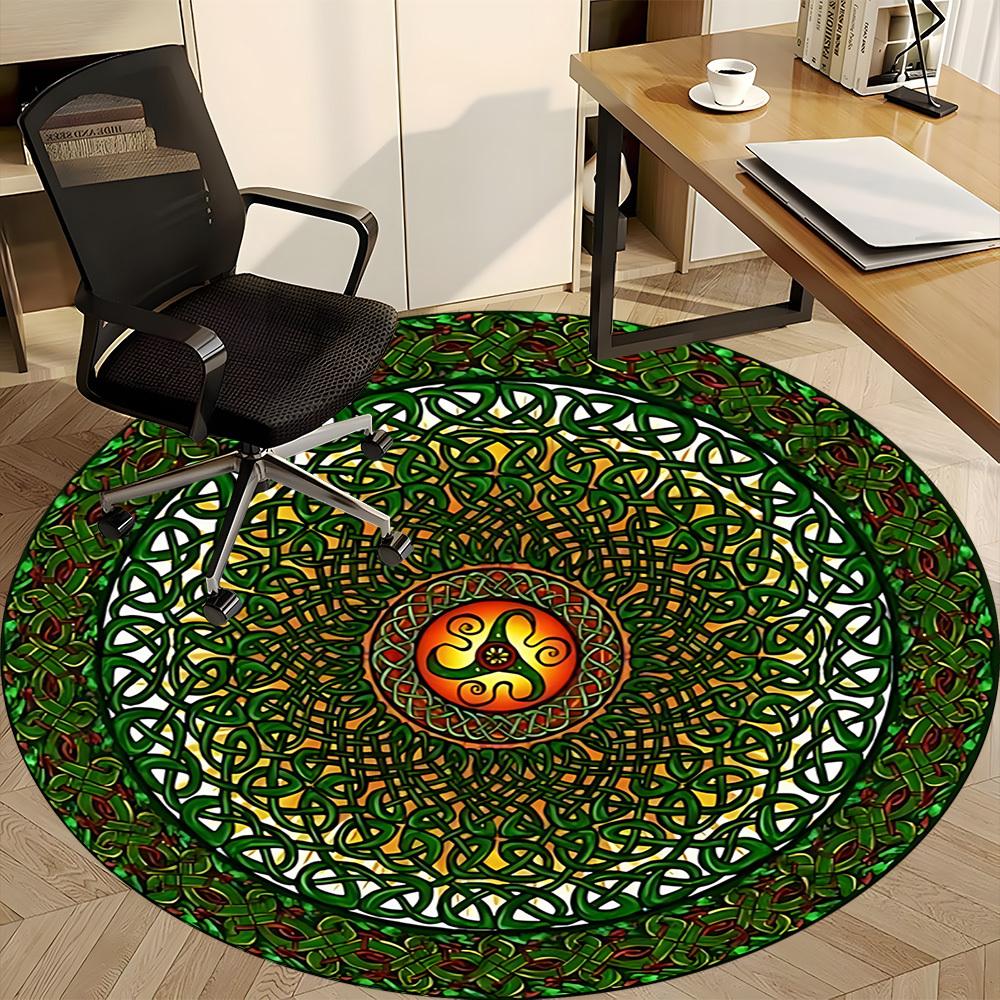 1pc Celtic Knotwork Design Chair Carpet for Office Non-Slip, Machine Washable Rug for Office - Holiday DecorMachine Made Yy251029115