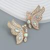 Pinkdudu Mode Symmetrische 3 Farbe Strass Schmetterling Ohrstecker Nette Zirkon Insekt Ohrring für Frauen Schmuck PD1324