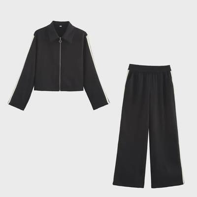 Women's Side Stripe Belted Jacket + Wide-Leg Pants Suit (Style 1165232/1165332)
