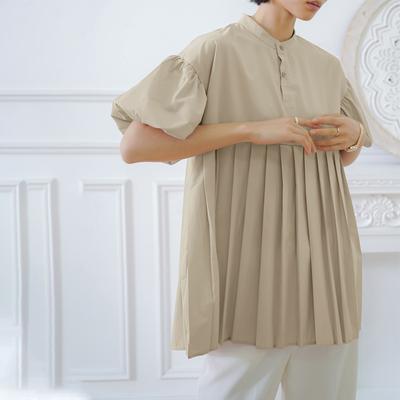 Cotton Anti-wrinkle Women's Shirt Lantern Sleeve Pleated Cute Top Explosion