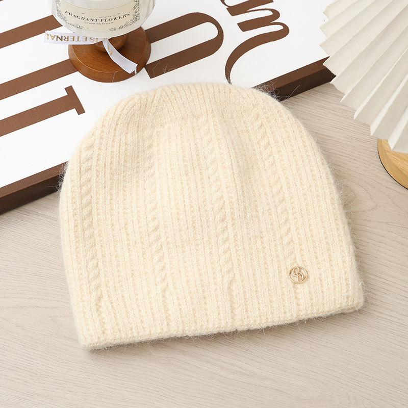 Knitted Thermal Hat Autumn and Winter Rabbit Fur Blended Women's Pullover Stacking Hat
