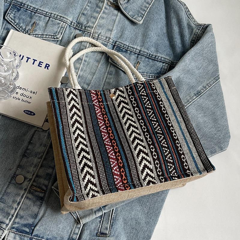 

Сумка-тоут среднего размера в национальном стиле для женщин, новая модная сумка для женщин, вязаная сумка Ins Niche Design для женщин