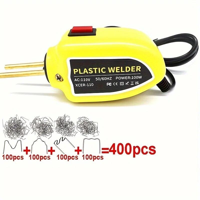 Plastic Welder 100W Heat Gun 400pcs Hot Staplers Plastic Welding Machine Bumper Soldering Iron Staples Car Repair Tools Kit