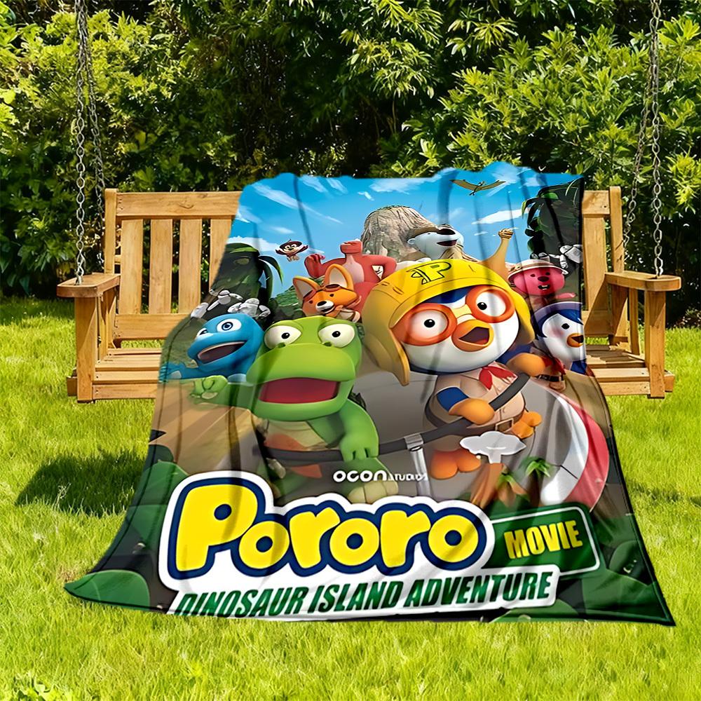 1pc Pororo Adventure Outdoor Blanket Lightweight Flannel, Soft & Warm, All-Season Use for Sofa, Outdoor, Camping, Living Room, Office065