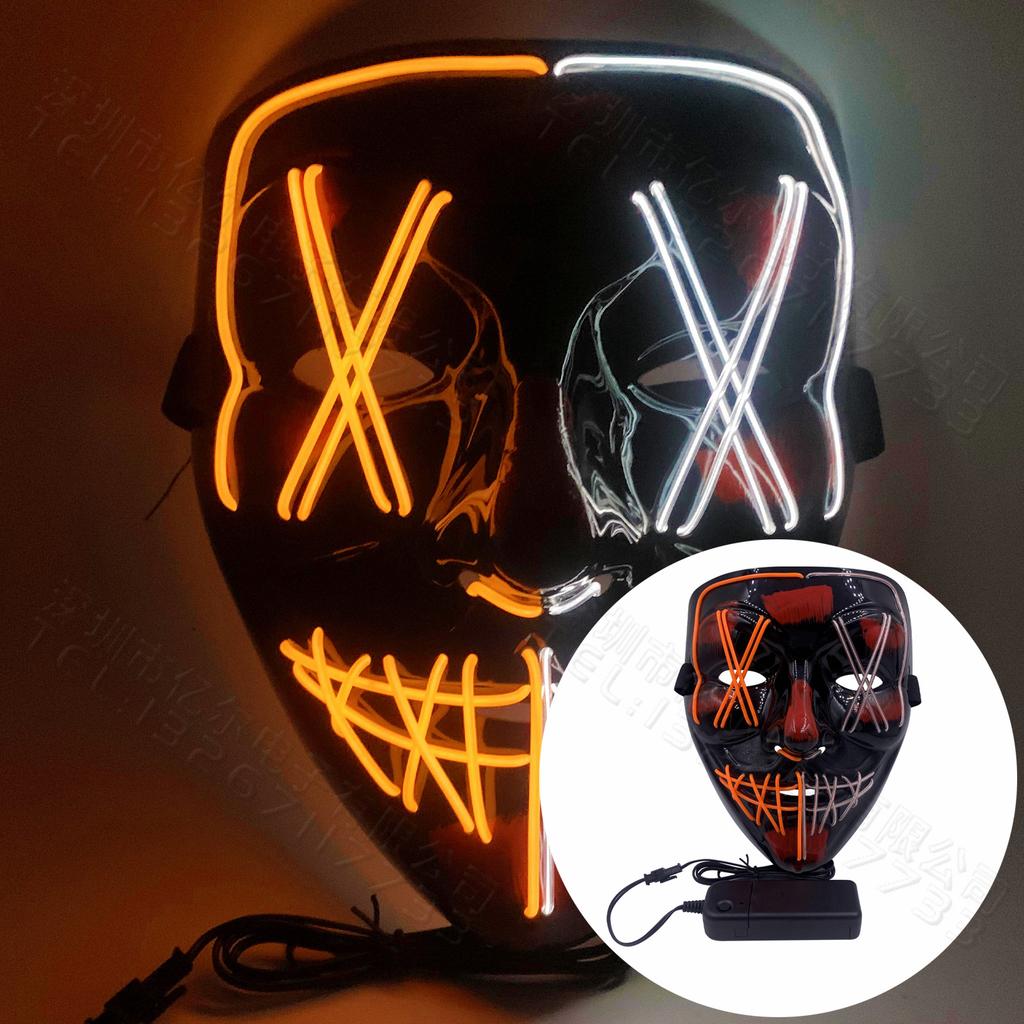 Cold Light Halloween Mask Led Luminous Black V Mask Ghost Step Cold Light Mask