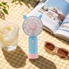Rechargeable Handheld Fan with Base and Light for Kids, 2 Speeds, 1 Hour Battery Life
