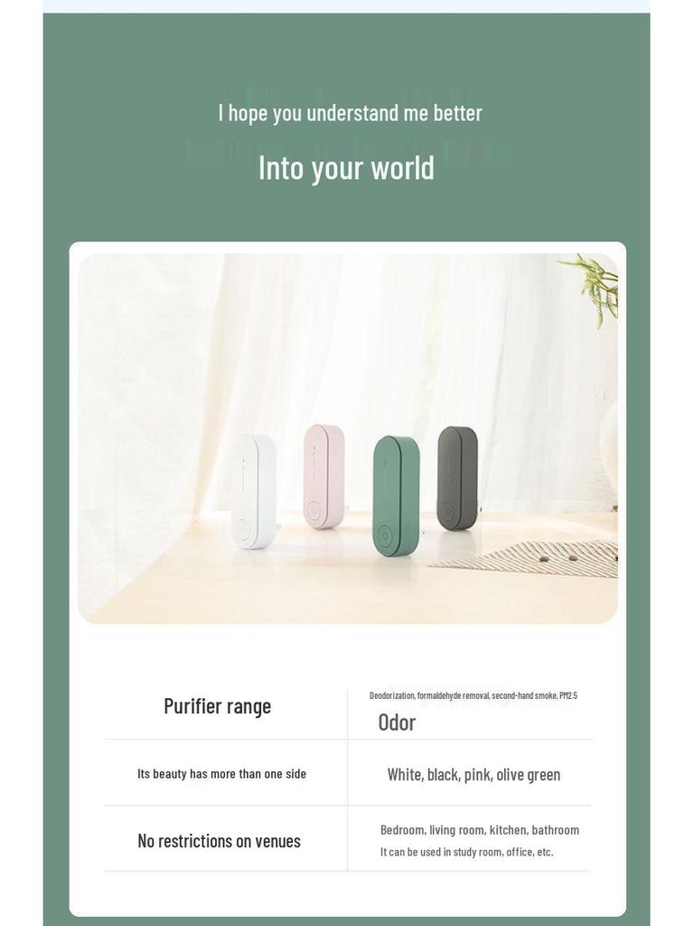 Mini Air Purifier for Home & Bedroom - Deodorizes, Removes Odors, Smoke, Dust, Pet Dander, and Formaldehyde with Negative Ions