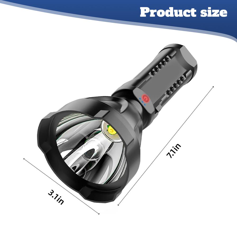 Rechargeable Led Flashlights High Power P500 3Gears Anti-slip Torches Ultra-long Lighting Distance Lamp Outdoor Searchlight