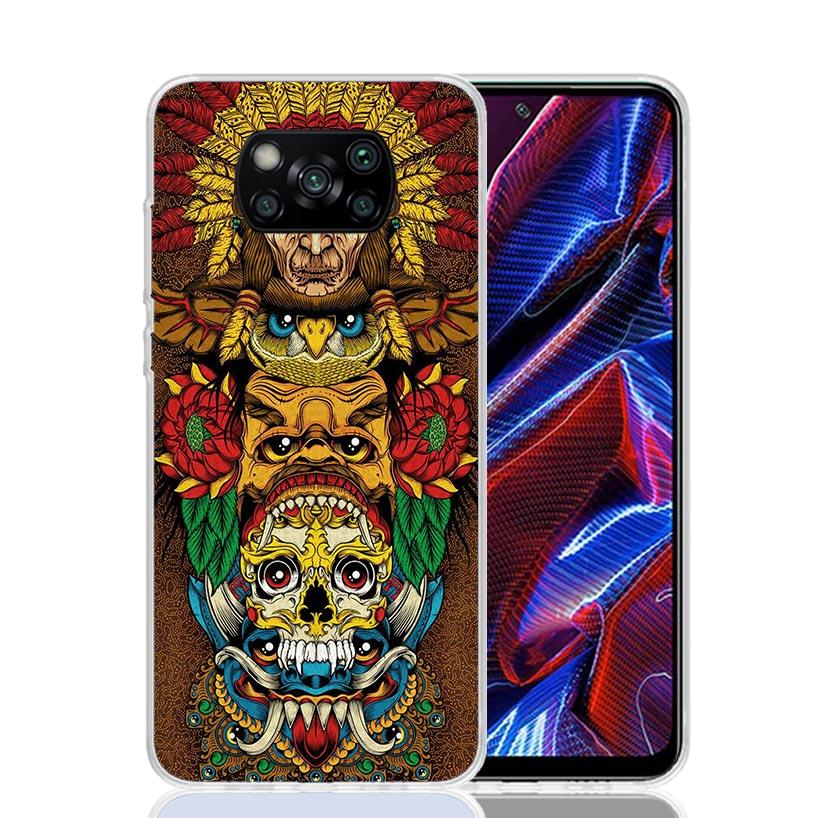 Mayan Stone Totem Pole Phone Case For Xiaomi Poco X7 X6 X5 Pro F7 Ultra Redmi 15C 15 13 13C 12 12C 10 10A 10C 9 9A 9C 9T Cover P