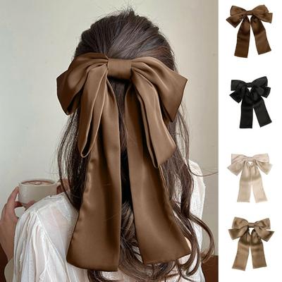 Girl Hairpin Strong Clamping Force No Slip Ponytail Half-Tied Hair Back Head Hair Clip Stain Bowknot Decor Spring Hair Pin