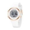 GOLDEN HOUR Waterproof Sports Women's Digital Chronograph Silicone Strap Watch, Rose Gold/Starlight/Milk White. , Moda