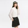 Qiusuiyiren Elegant 3D Floral Velvet Lace Stand-Collar Blouse